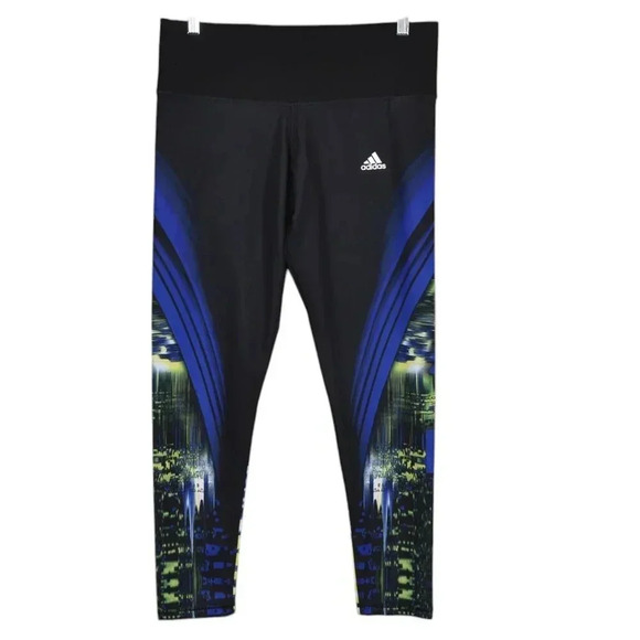 Adidas Leggings Techfit Climalite Medium Compression Black Blue Workout Size Med - Picture 3 of 12